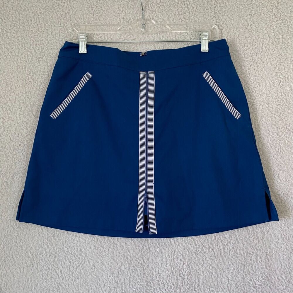 Lady Hagen Nautical Zipper‎ Skort  Athletic Golf Tennis Women Siz 8 Blue Pockets